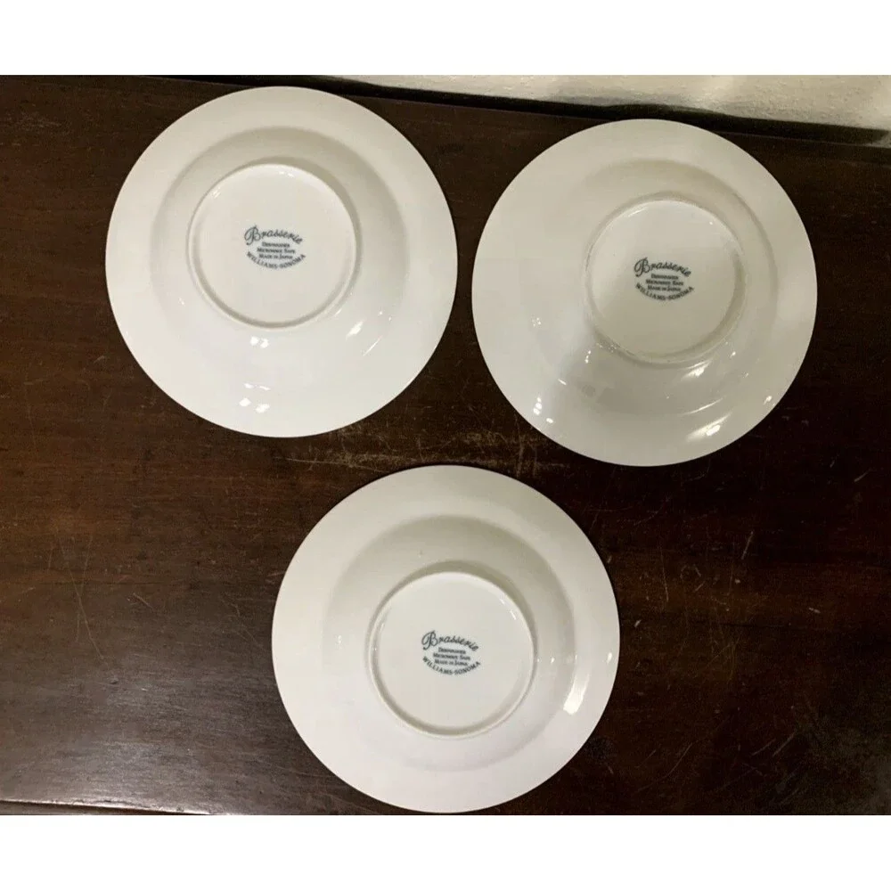 Williams Sonoma Set of 3  Brasserie Blue Rim Soup/Salad Bowls 9” EUC Japan